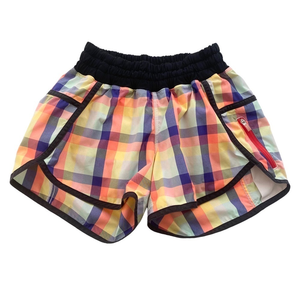 Lululemon Seawheeze Speed Short Size 2 Entry Run Limited Edition Plaid W/  Liner
